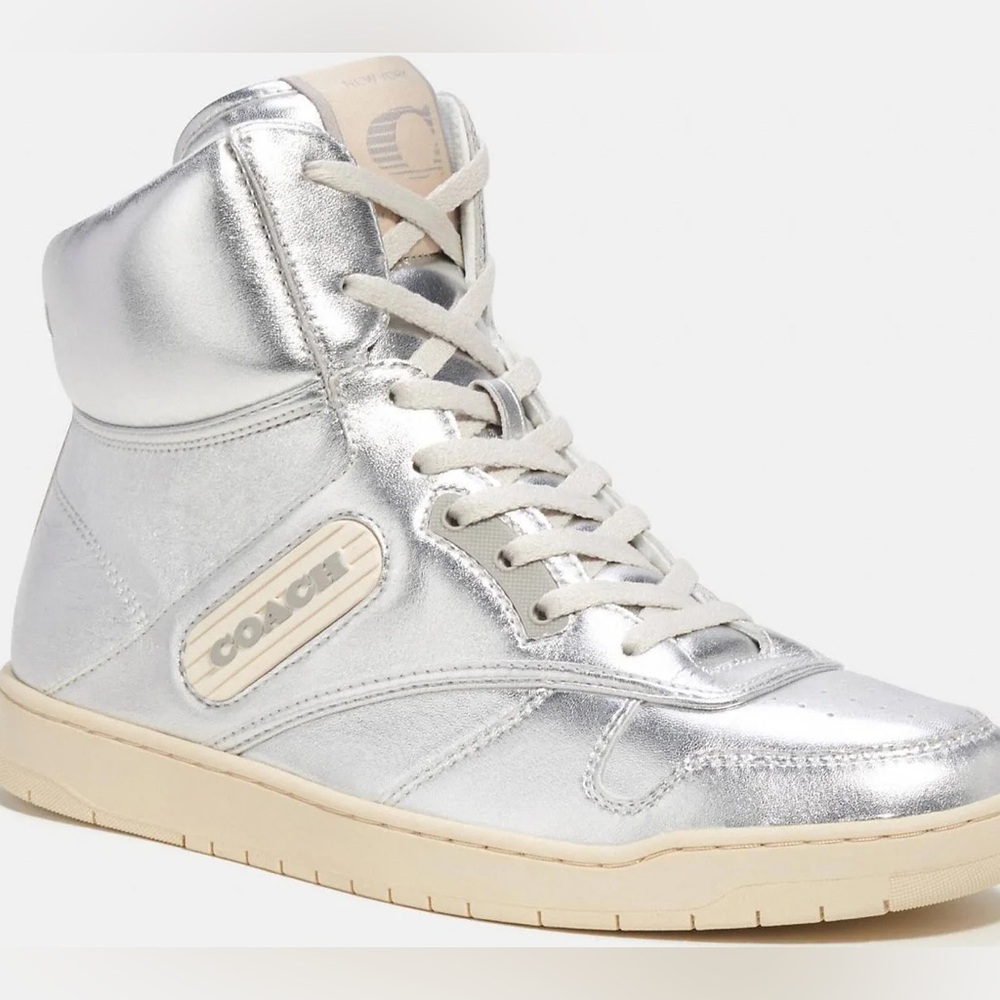 Coach C202 Silver High Top Sneaker.